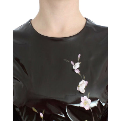 Dolce & Gabbana Black patent floral HANDPAINTED dress
