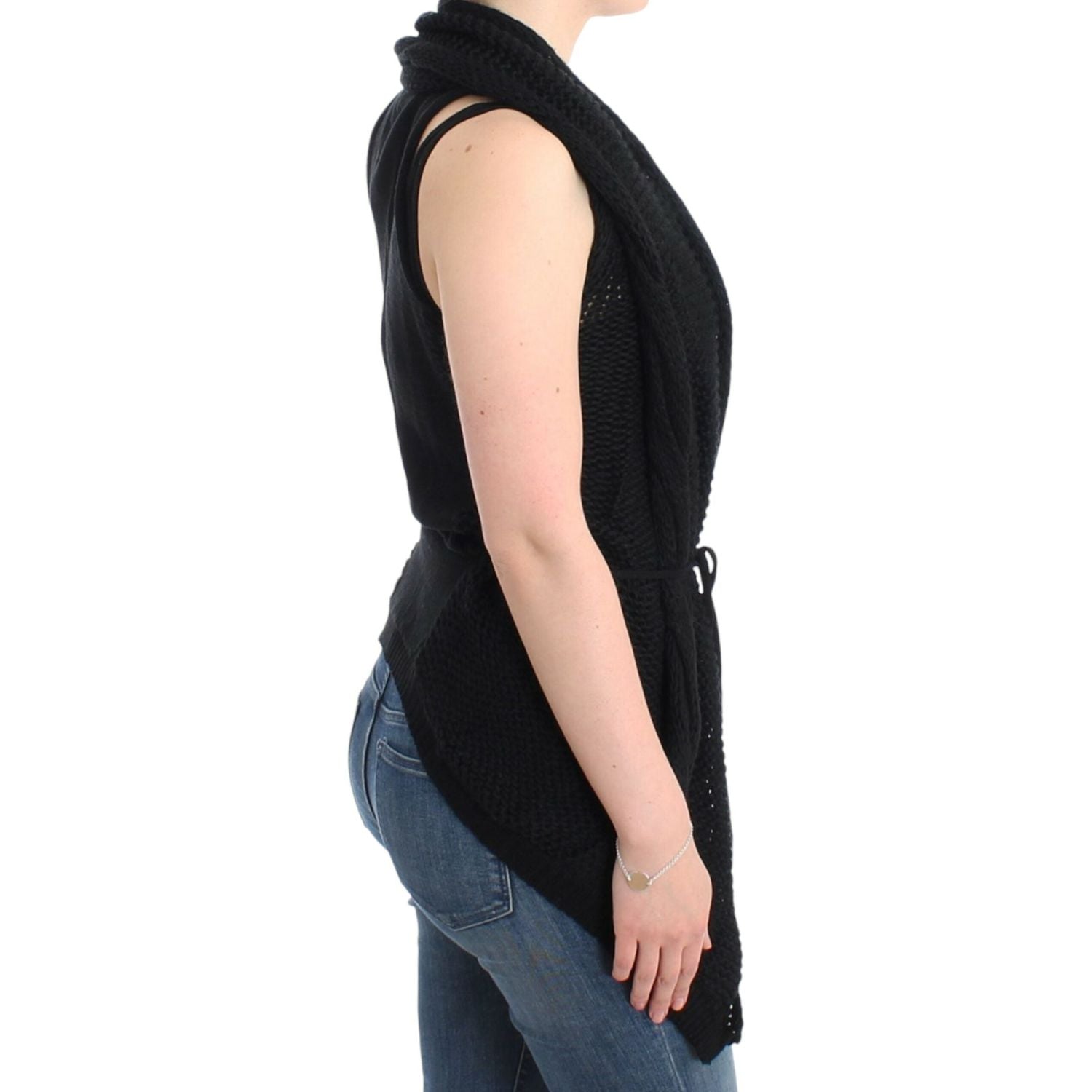 Costume National Black sleeveless knitted cardigan