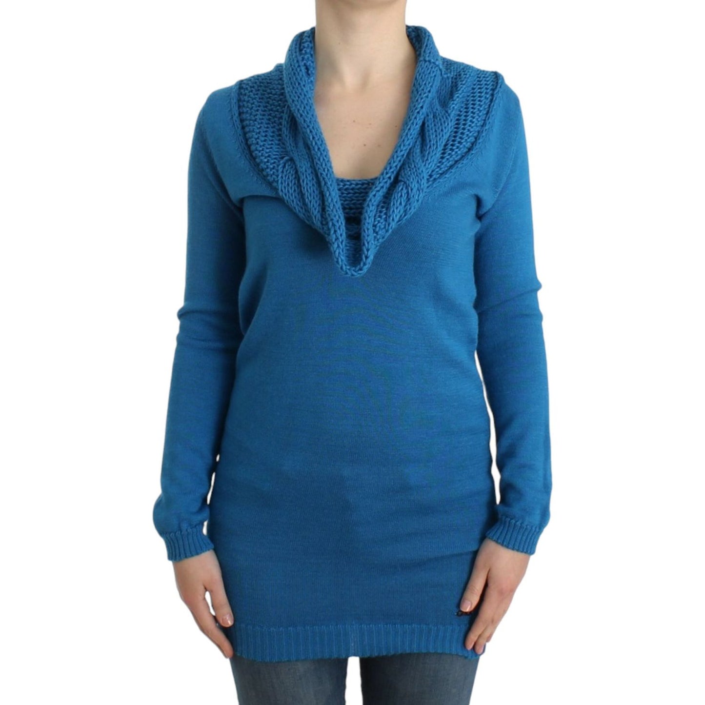 Costume National Blue knitted scoopneck sweater