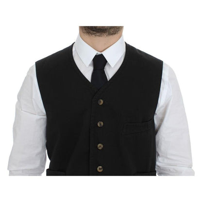 Dolce & Gabbana Black Cotton Blend Dress Vest Gilet