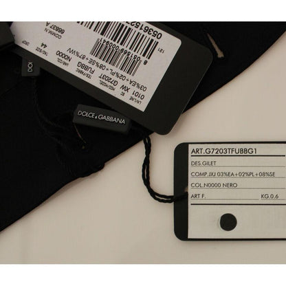 Dolce & Gabbana Black Wool Silk Stretch Dress Vest Blazer