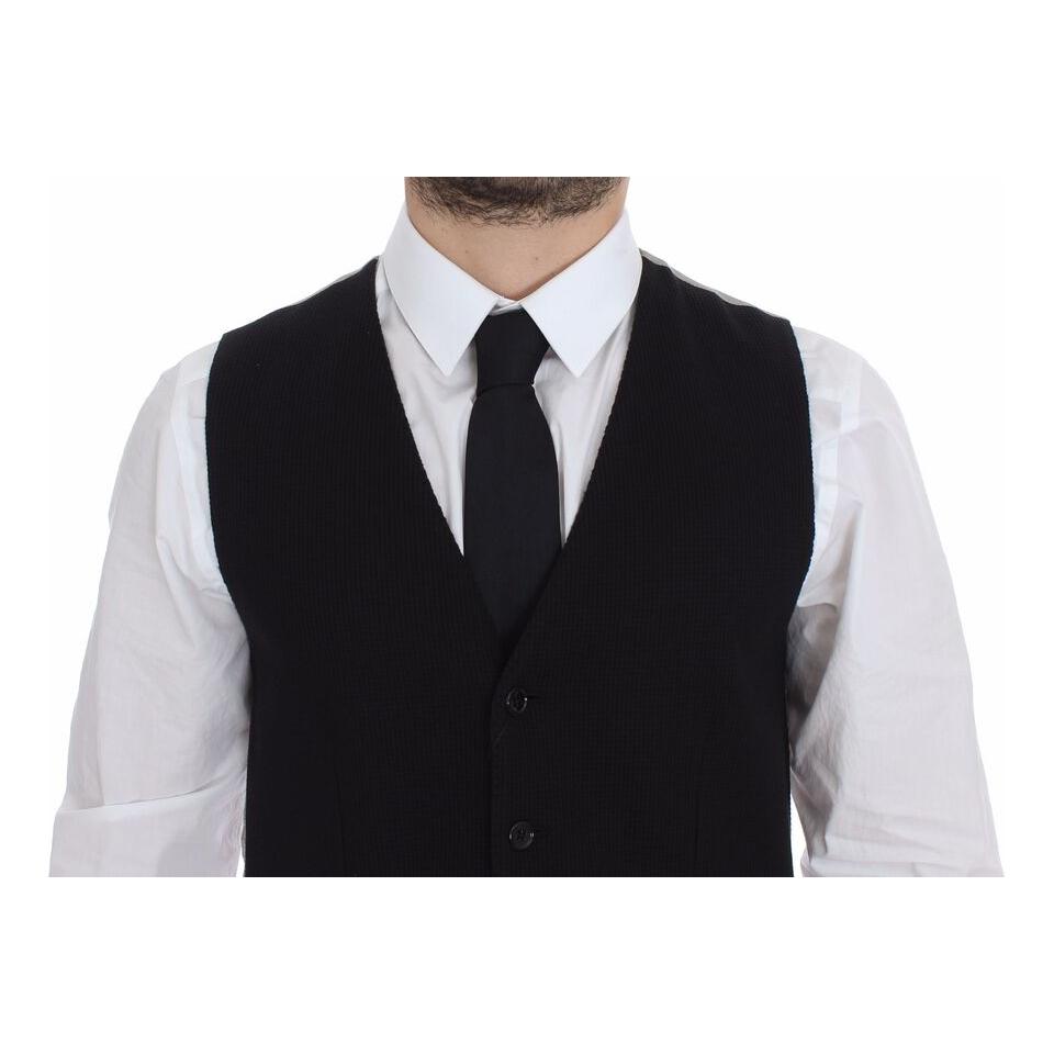 Dolce & Gabbana Black Cotton Dress Vest Blazer Jacket
