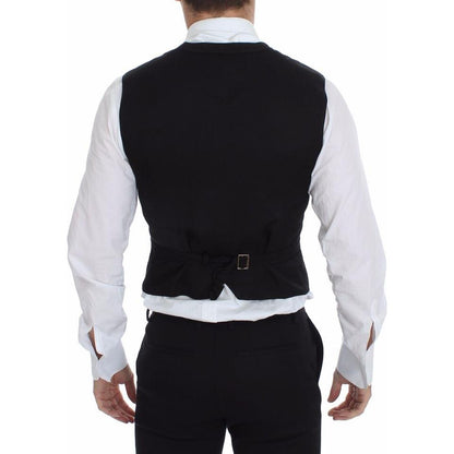 Dolce & Gabbana Black Flax Cotton Dress Vest Blazer