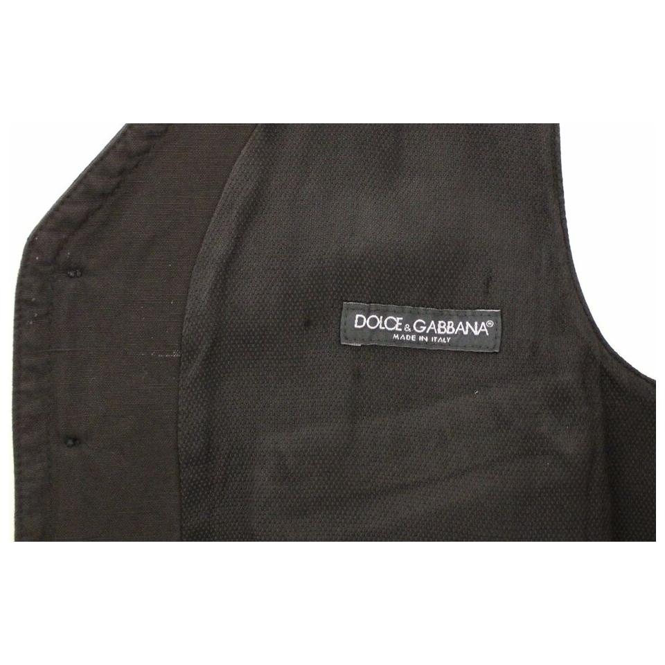 Dolce & Gabbana Black Flax Cotton Dress Vest Blazer