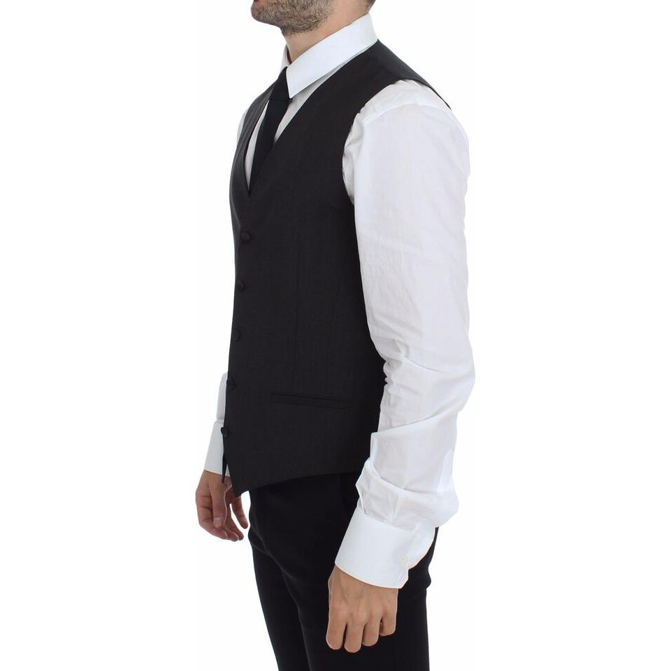 Dolce & Gabbana Gray Wool Stretch Dress Vest Blazer
