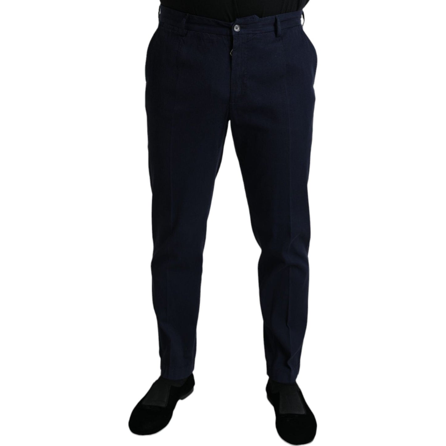 Dolce & Gabbana Dark Blue Cotton Stretch Slim Fit Dress Pants
