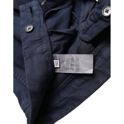 Dolce & Gabbana Dark Blue Cotton Stretch Slim Fit Dress Pants