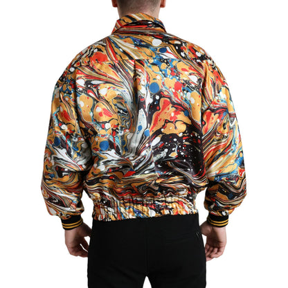 Dolce & Gabbana Multicolor Abstract Polyester Bomber Jacket