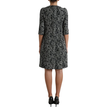 Dolce & Gabbana Black Chevron Polyester Shift Mini Dress