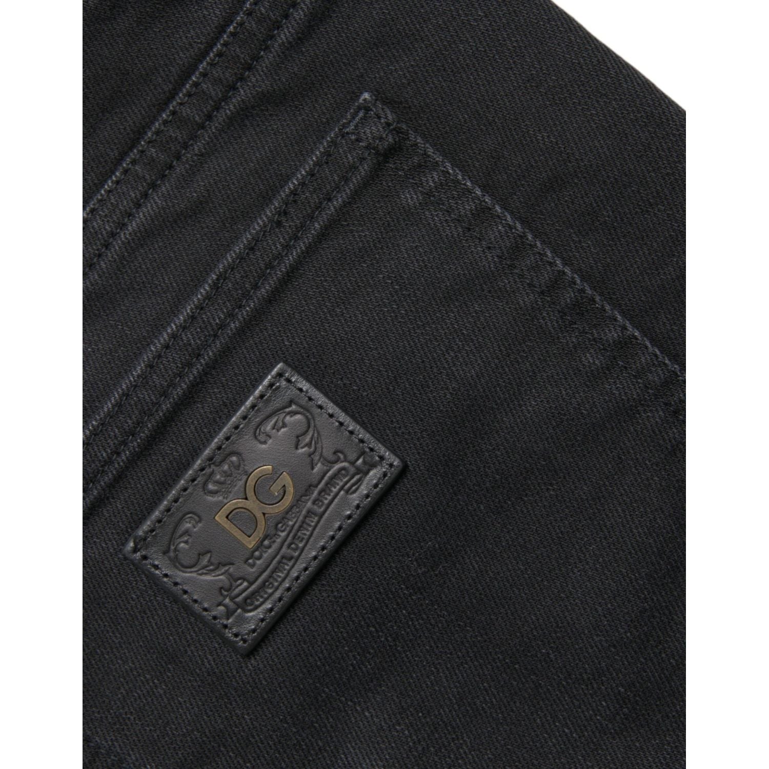 Dolce & Gabbana Black Cotton Stretch Bermuda Denim Shorts