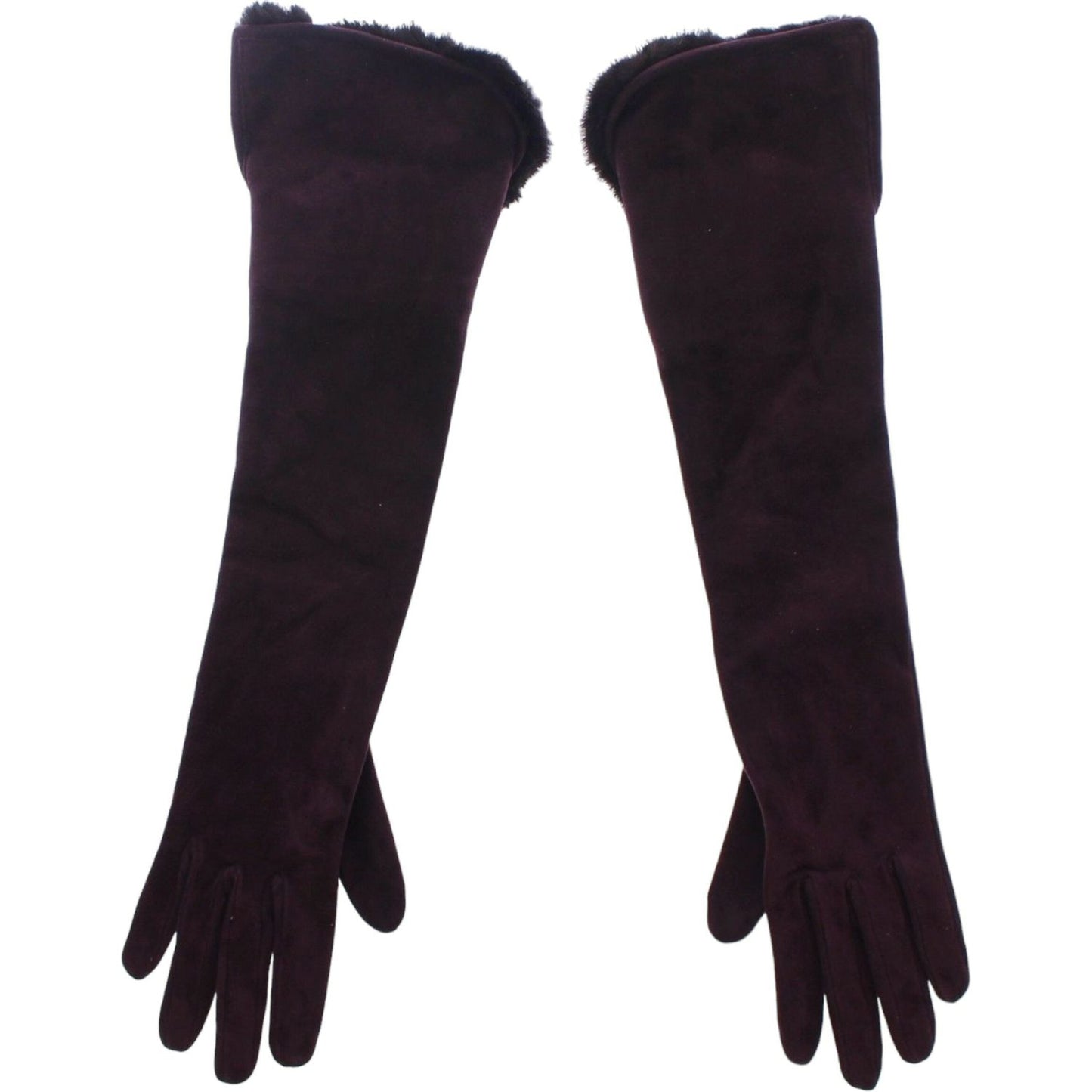 Dolce & Gabbana Purple Mink Fur Goatskin Suede Leather Gloves