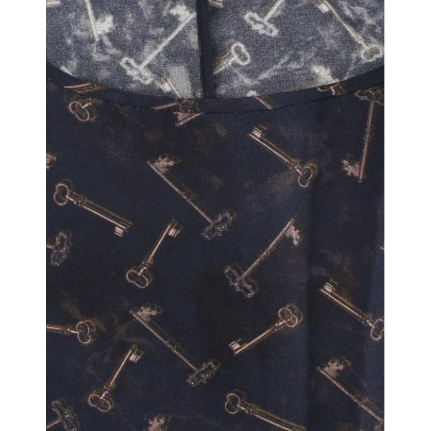 Dolce & Gabbana Blue gold key print silk blouse
