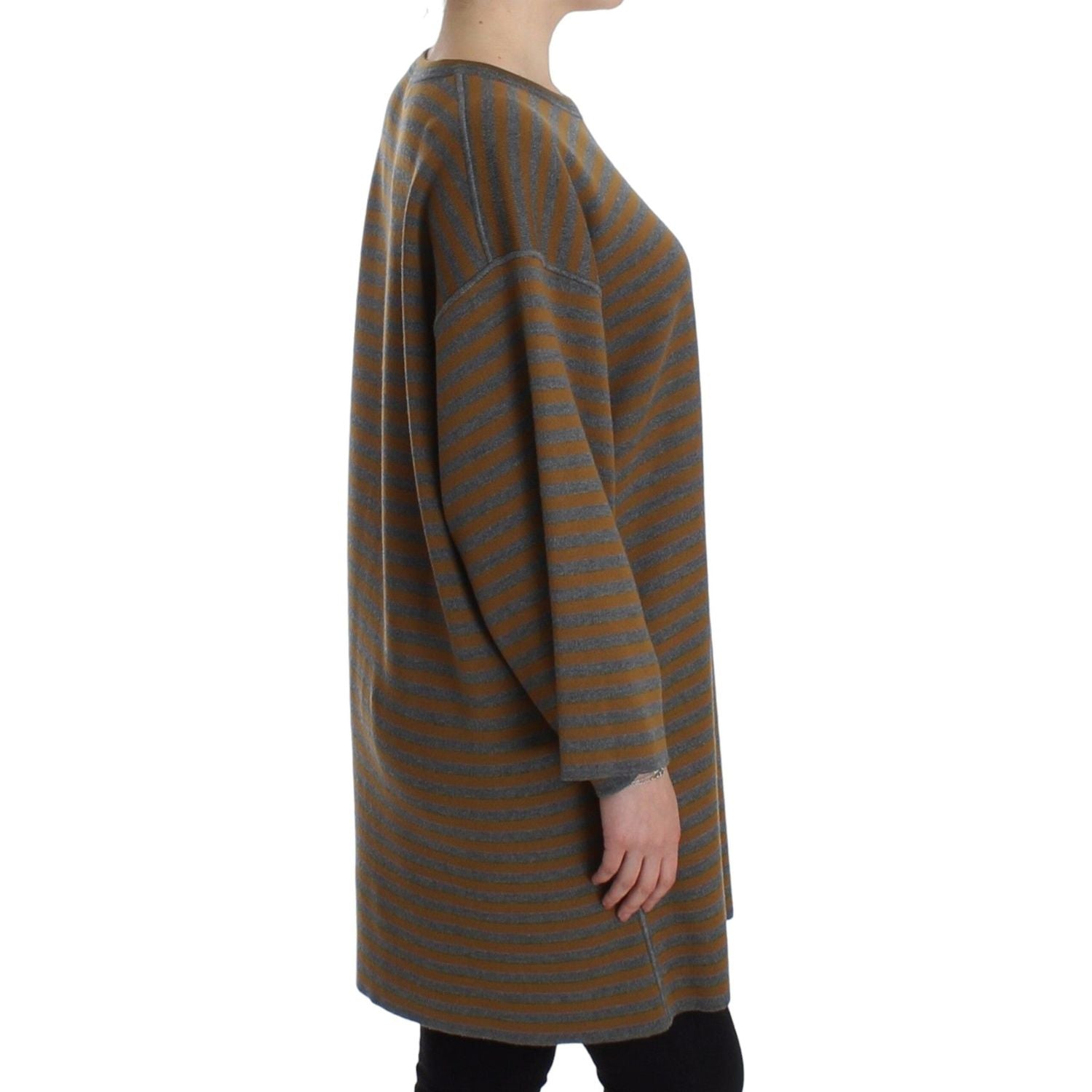 Dolce & Gabbana Oversized Gray Yellow Striped Sweater Top