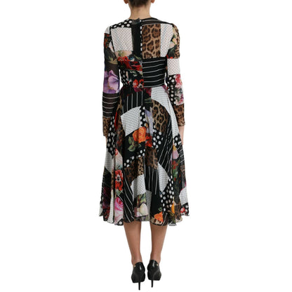 Dolce & Gabbana Multicolor Patchwork Floral Leopard Dress