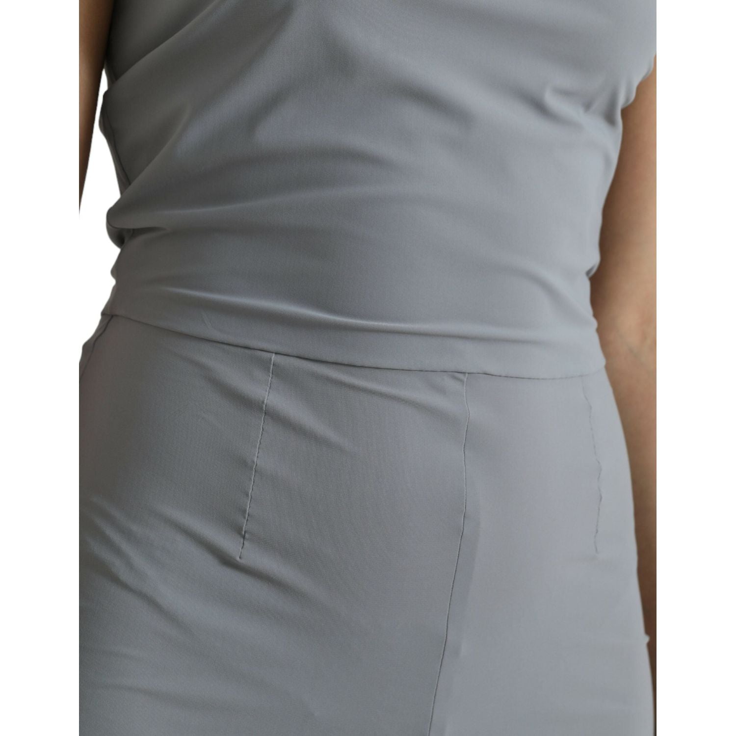 Dolce & Gabbana Gray Nylon Strapless Bodycon Jumpsuit Dress