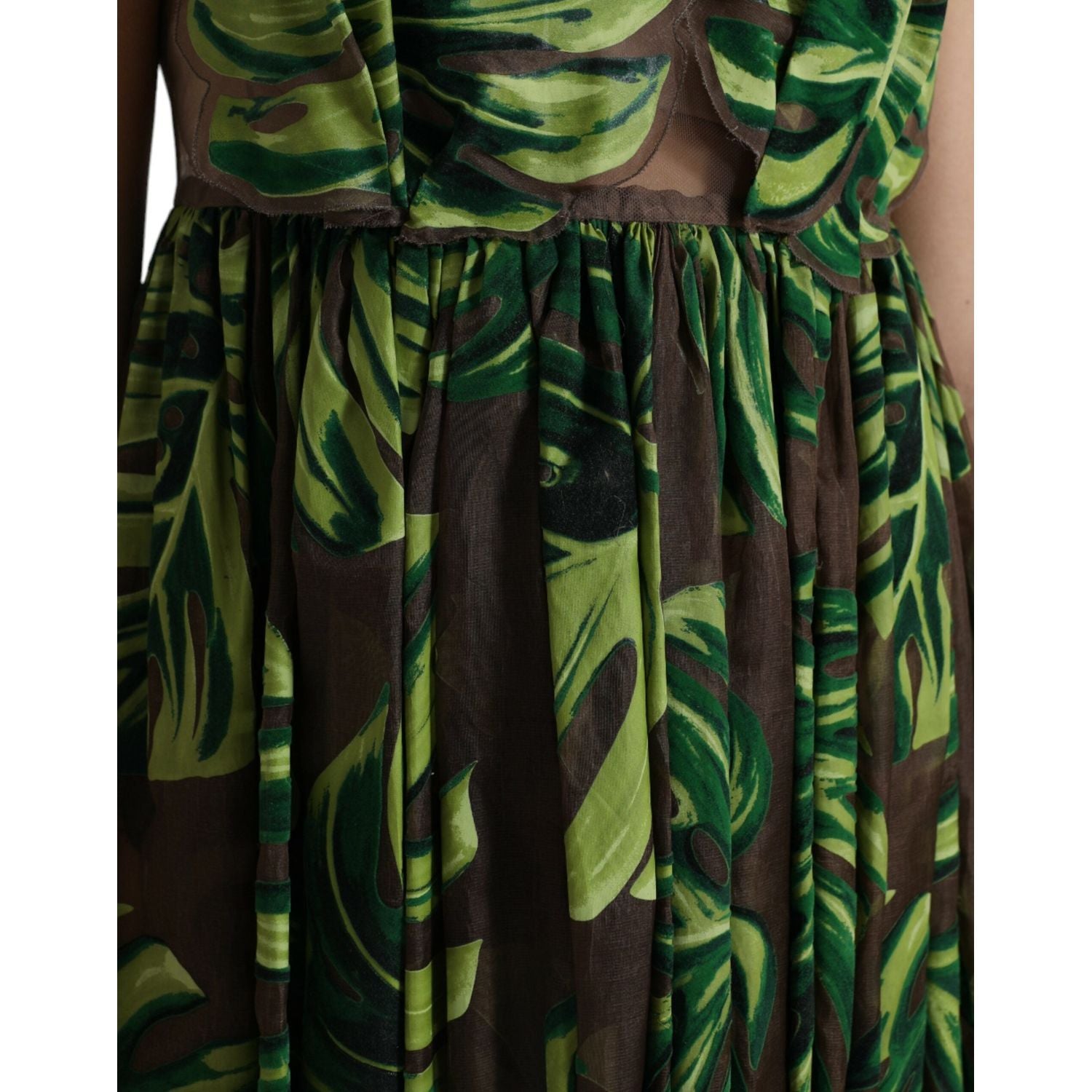 Dolce & Gabbana Green Banana Leaf Sleeveless Long Maxi Dress
