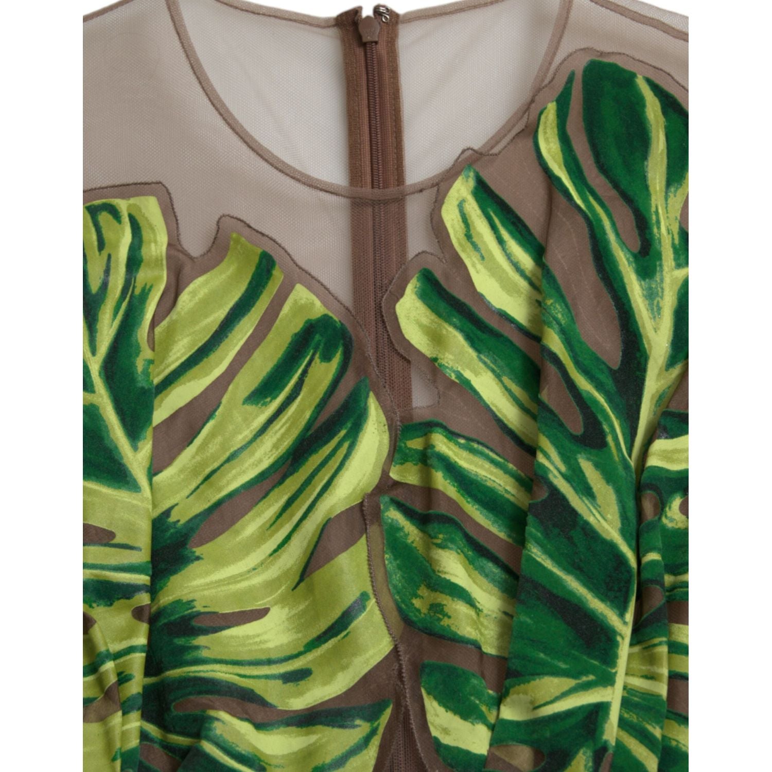 Dolce & Gabbana Green Banana Leaf Sleeveless Long Maxi Dress