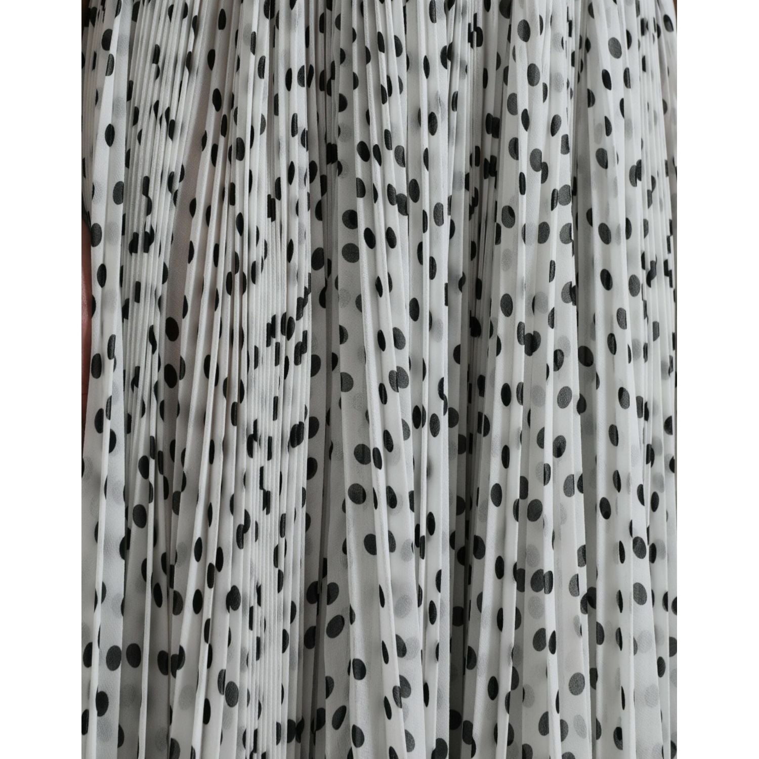 Dolce & Gabbana White Polka Dot A-line Pleated Maxi Dress