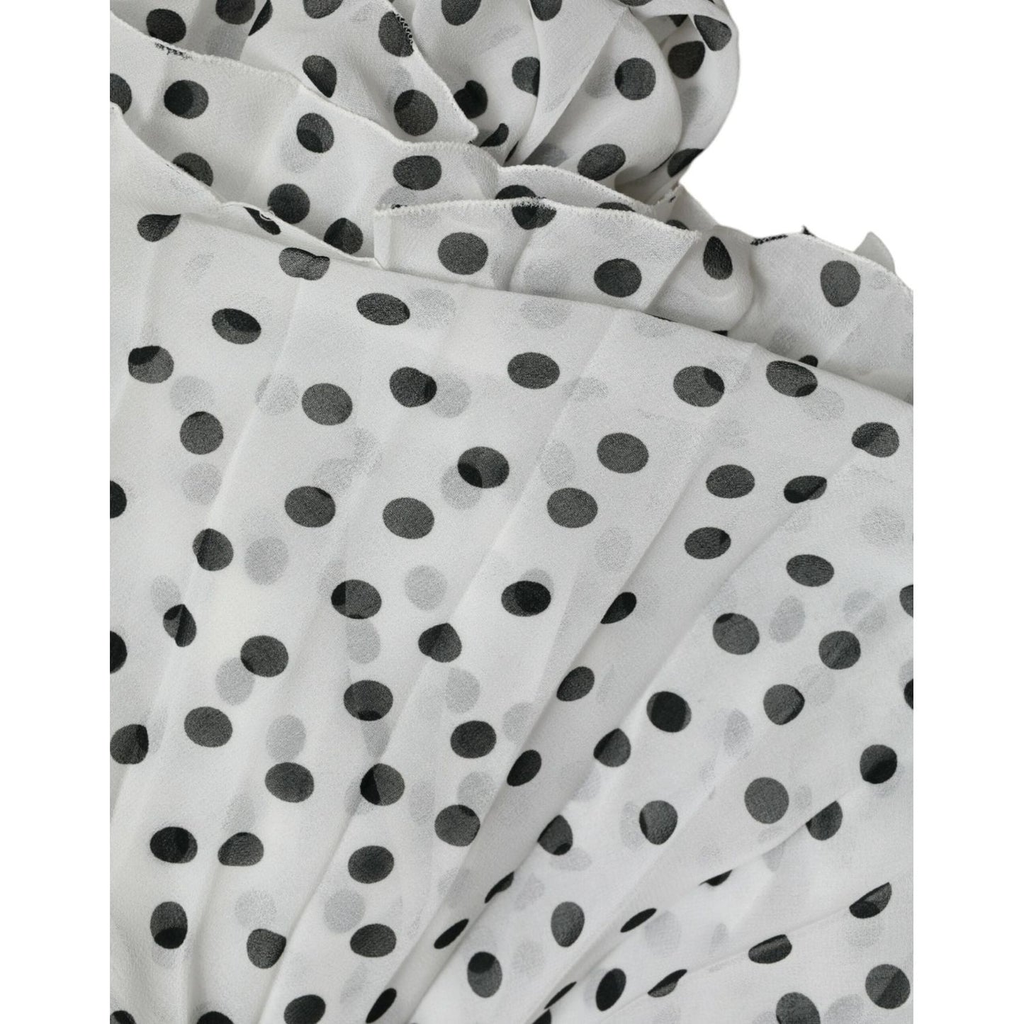 Dolce & Gabbana White Polka Dot A-line Pleated Maxi Dress