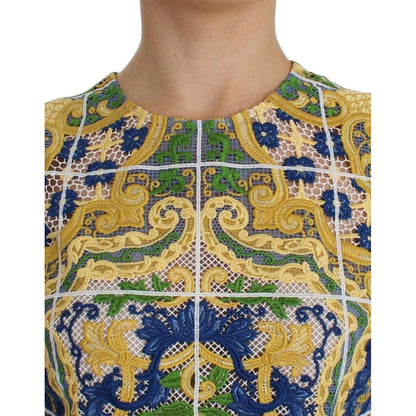 Dolce & Gabbana Multicolor Majolica Embroidered Sweater