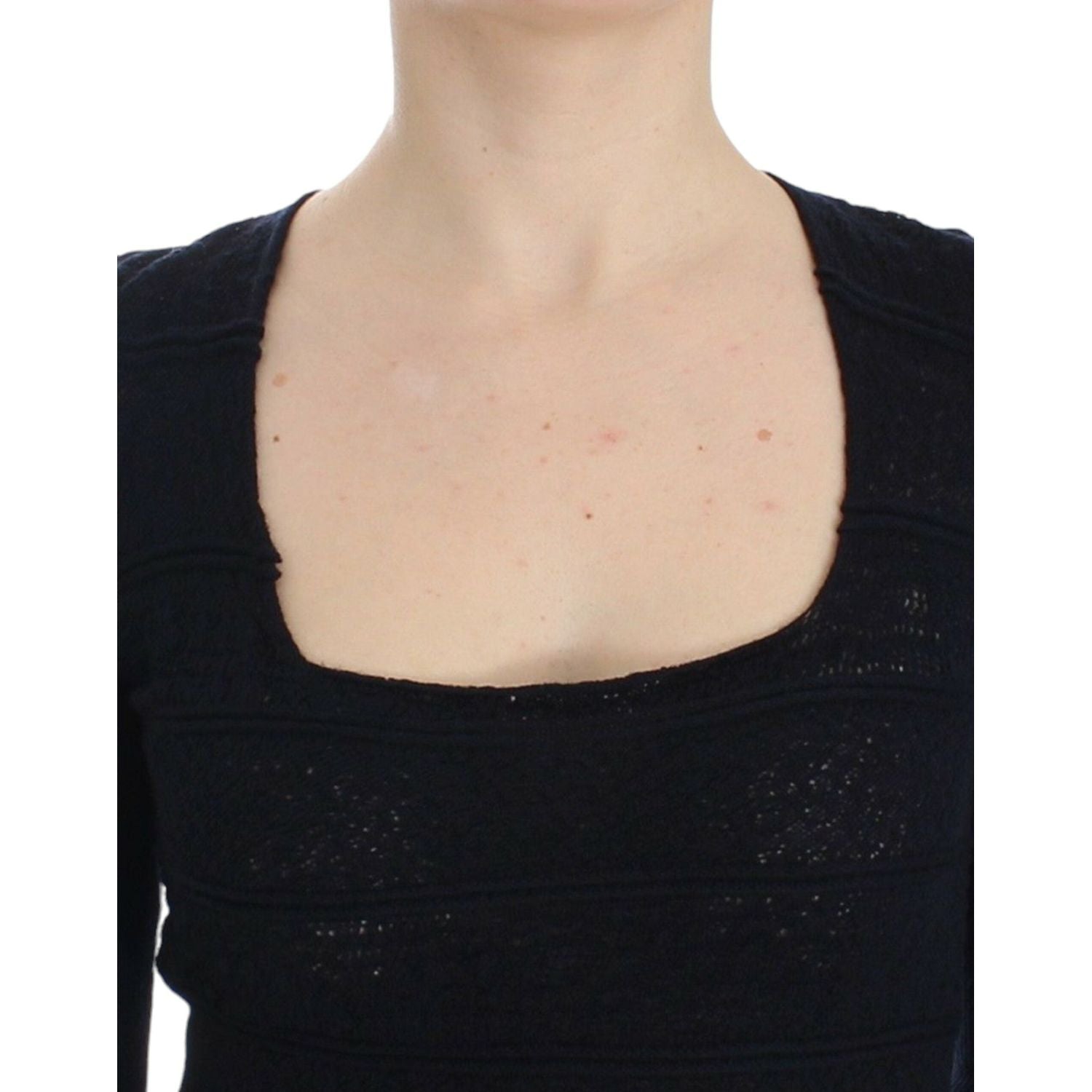 Ermanno Scervino Blue Knitted Wool Stretch Sweater Top