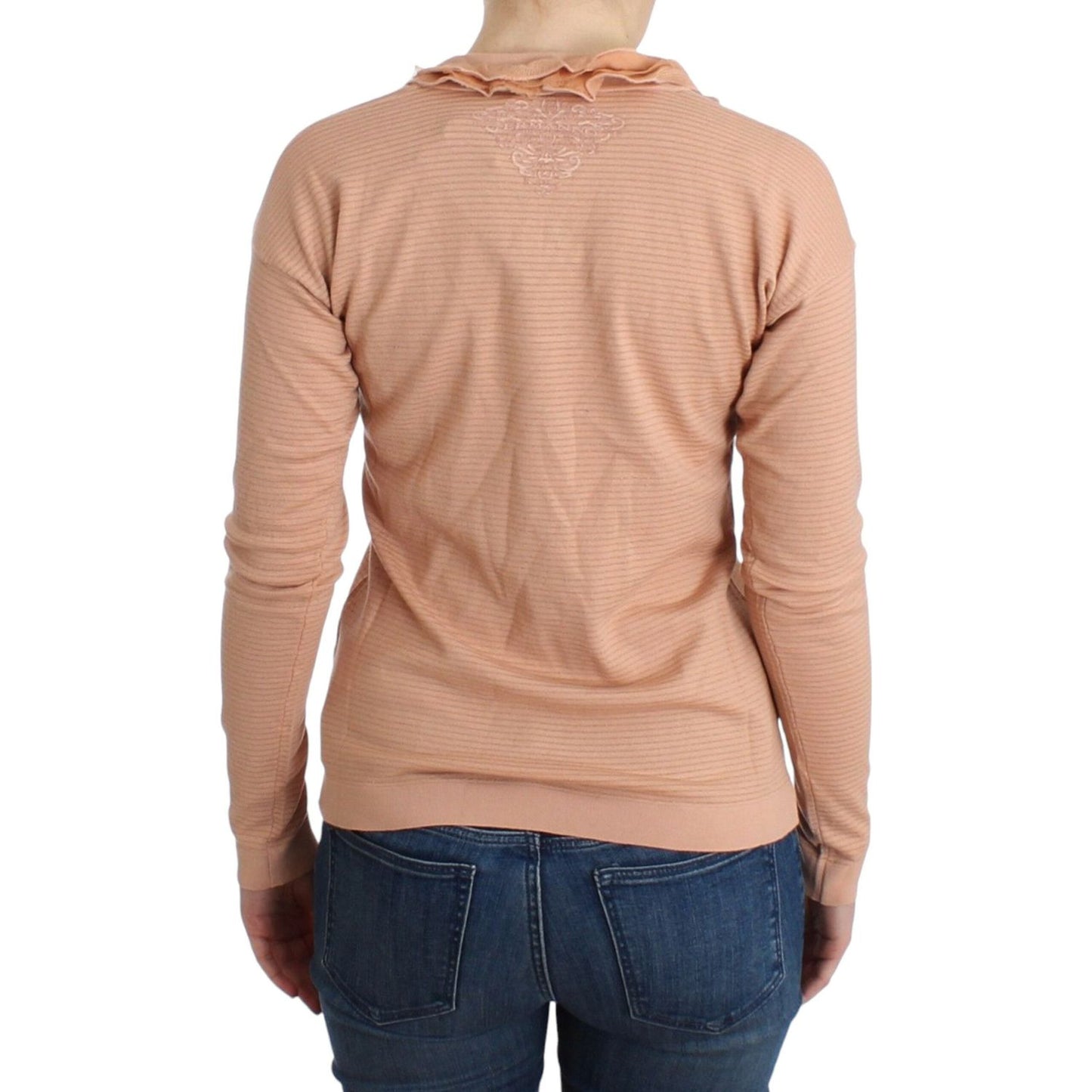 Ermanno Scervino Orange Wool Blend Striped Long Sleeve Top (Final 100% Silk),1728,29% Viscose,33% Wool,67345645728,Clothing,Ermanno Scervino,IT44 | M,Long Sleeve - T-Shirts - Clothing,Material: 38% Nylon,New with tags,Orange,Sweaters - Women - Clothing,T-