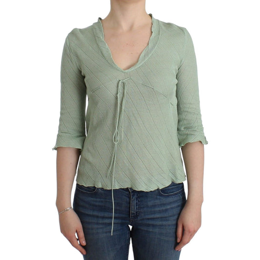 Ermanno Scervino Green Lightweight Knit Sweater Top Blouse 1728,67345645728,Clothing,Ermanno Scervino,Green,IT44 | M,Long Sleeve - T-Shirts - Clothing,Material: 100% cotton,New with tags,Sweaters - Women - Clothing,T-Shirts - Clothing,Women,Women - Clothi
