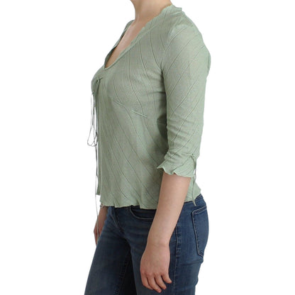 Ermanno Scervino Green Lightweight Knit Sweater Top Blouse 1728,67345645728,Clothing,Ermanno Scervino,Green,IT44 | M,Long Sleeve - T-Shirts - Clothing,Material: 100% cotton,New with tags,Sweaters - Women - Clothing,T-Shirts - Clothing,Women,Women - Clothi