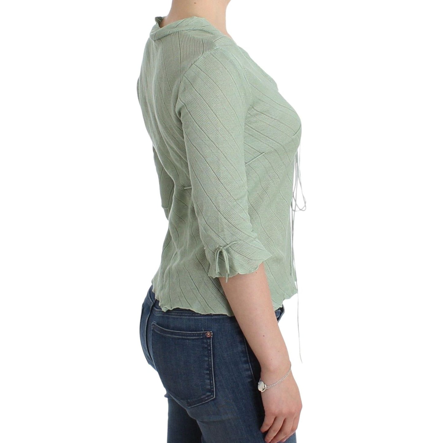 Ermanno Scervino Green Lightweight Knit Sweater Top Blouse 1728,67345645728,Clothing,Ermanno Scervino,Green,IT44 | M,Long Sleeve - T-Shirts - Clothing,Material: 100% cotton,New with tags,Sweaters - Women - Clothing,T-Shirts - Clothing,Women,Women - Clothi