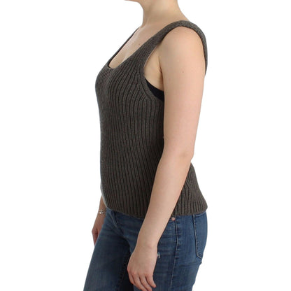 Ermanno Scervino Gray Knit Top Knitted Sweater Merino Wool 15% viscose,17% polyamide,1728,25% merino wool,67345645728,Clothing,Ermanno Scervino,Gray,IT40 | XS,IT42 | S,Material: 43% acrylic,New with tags,Sleeveless - T-Shirts - Clothing,T-Shirts - Clothin
