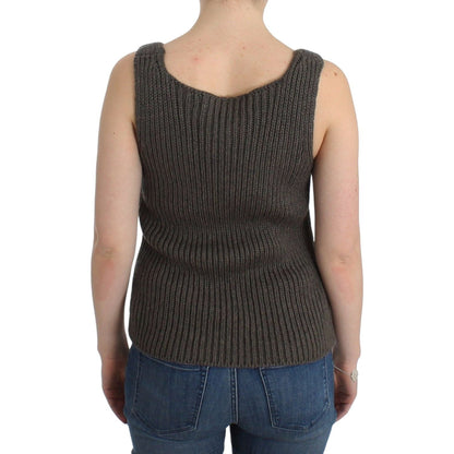Ermanno Scervino Gray Knit Top Knitted Sweater Merino Wool 15% viscose,17% polyamide,1728,25% merino wool,67345645728,Clothing,Ermanno Scervino,Gray,IT40 | XS,IT42 | S,Material: 43% acrylic,New with tags,Sleeveless - T-Shirts - Clothing,T-Shirts - Clothin
