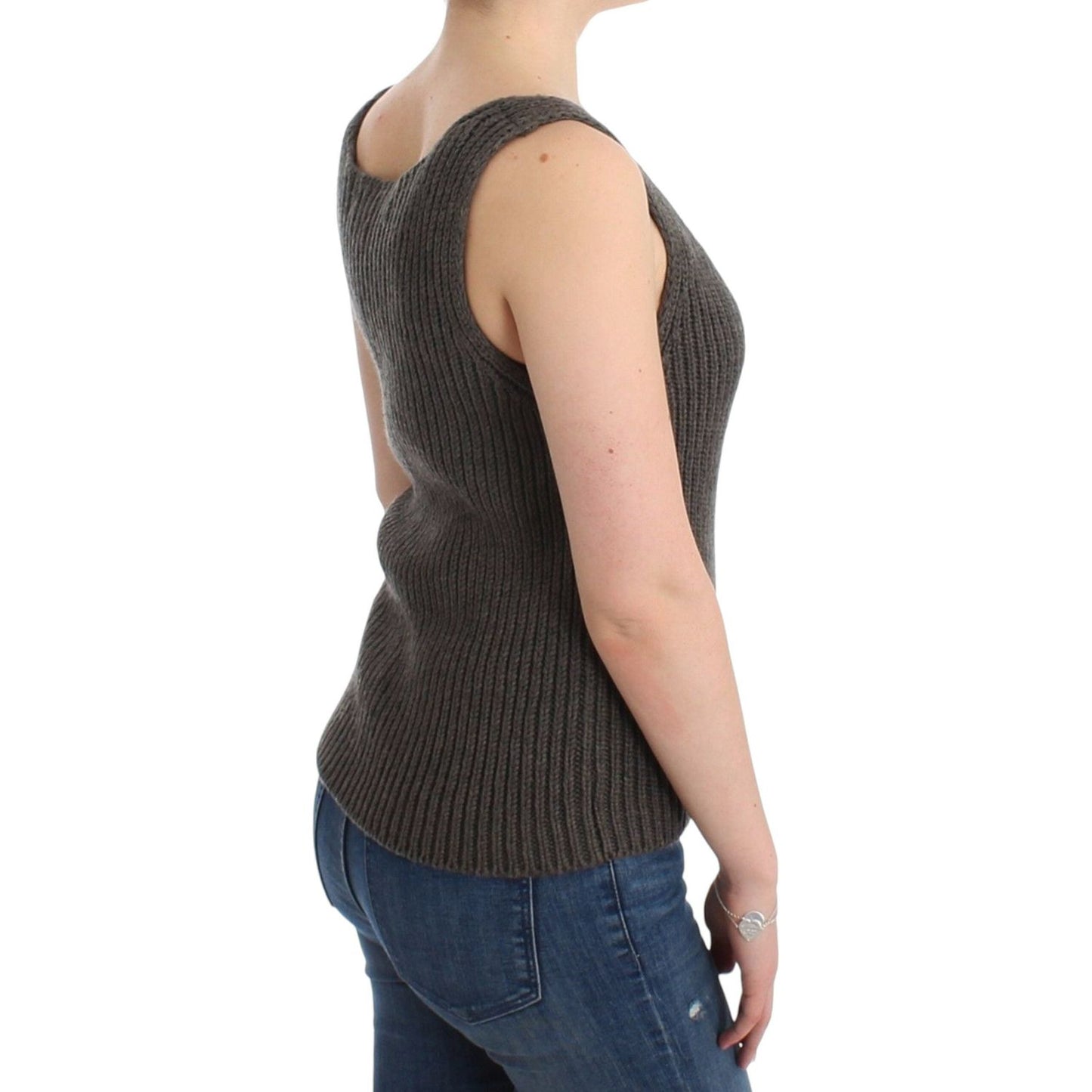Ermanno Scervino Gray Knit Top Knitted Sweater Merino Wool 15% viscose,17% polyamide,1728,25% merino wool,67345645728,Clothing,Ermanno Scervino,Gray,IT40 | XS,IT42 | S,Material: 43% acrylic,New with tags,Sleeveless - T-Shirts - Clothing,T-Shirts - Clothin