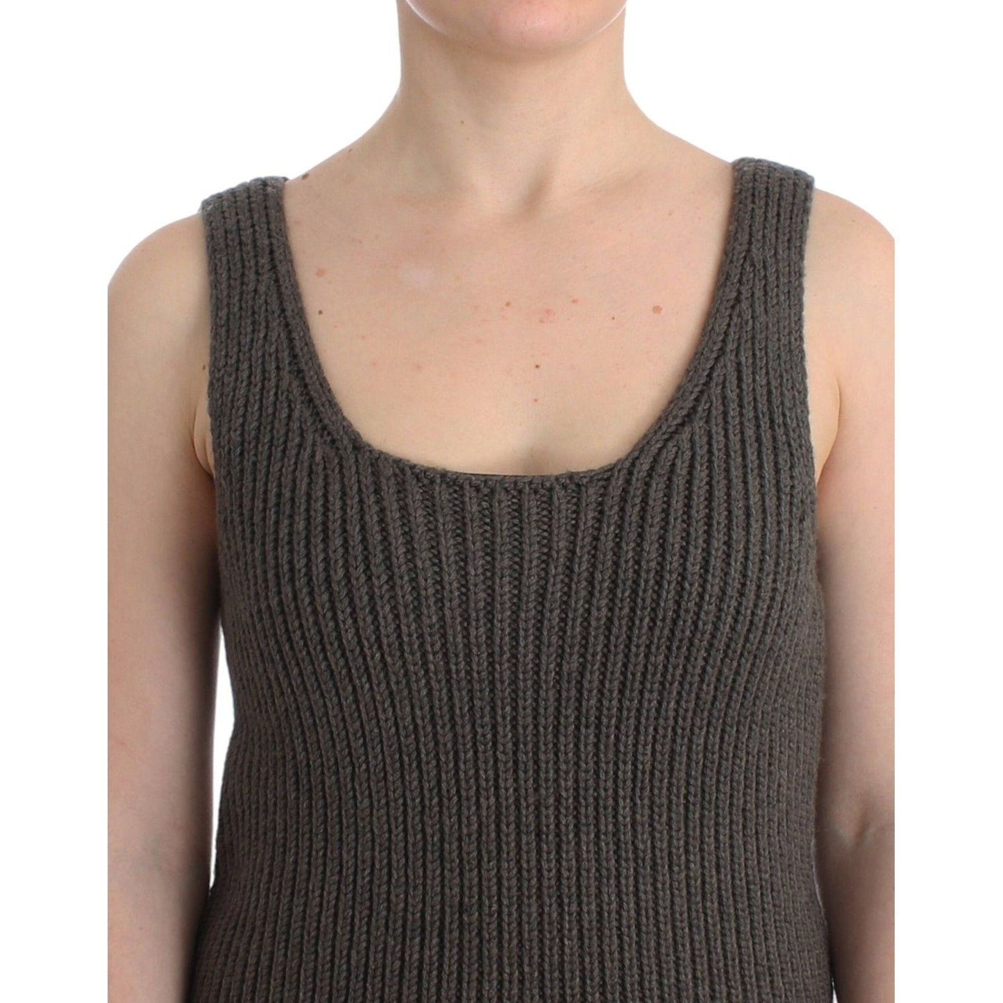 Ermanno Scervino Gray Knit Top Knitted Sweater Merino Wool 15% viscose,17% polyamide,1728,25% merino wool,67345645728,Clothing,Ermanno Scervino,Gray,IT40 | XS,IT42 | S,Material: 43% acrylic,New with tags,Sleeveless - T-Shirts - Clothing,T-Shirts - Clothin