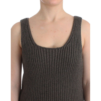 Ermanno Scervino Gray Knit Top Knitted Sweater Merino Wool 15% viscose,17% polyamide,1728,25% merino wool,67345645728,Clothing,Ermanno Scervino,Gray,IT40 | XS,IT42 | S,Material: 43% acrylic,New with tags,Sleeveless - T-Shirts - Clothing,T-Shirts - Clothin