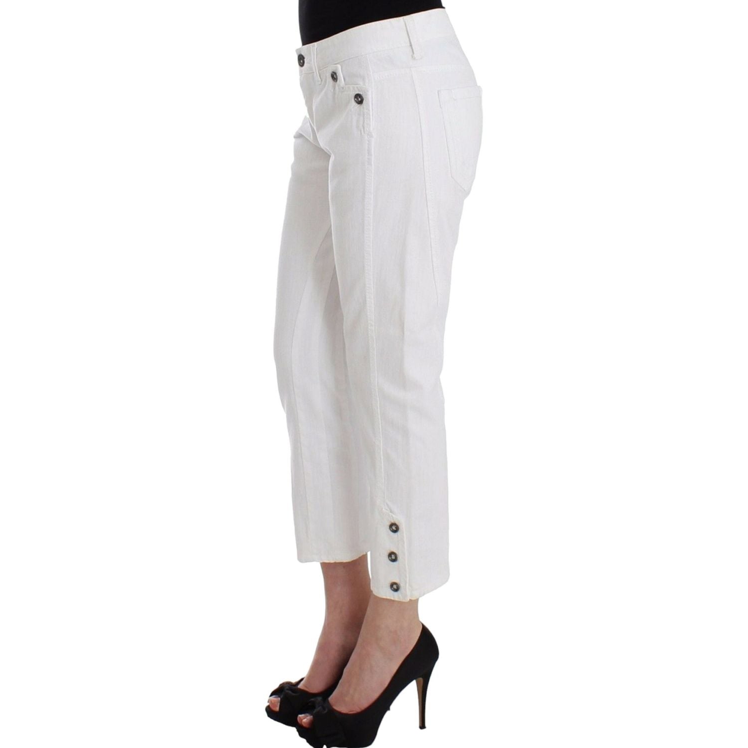 Ermanno Scervino White Cropped Jeans Denim Pants Branded Capri
