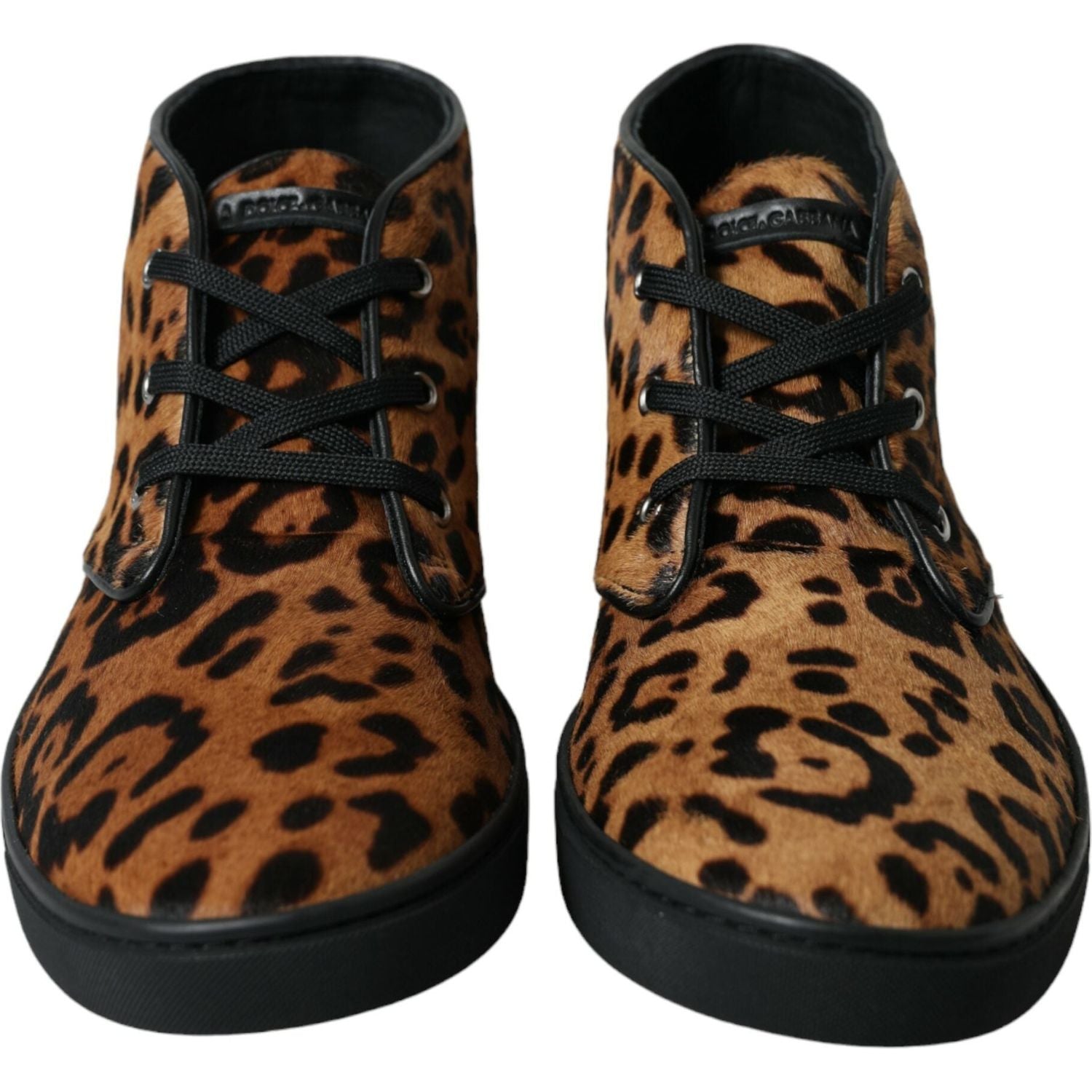 Dolce & Gabbana Brown Leopard Pony Hair Leather Sneakers Shoes