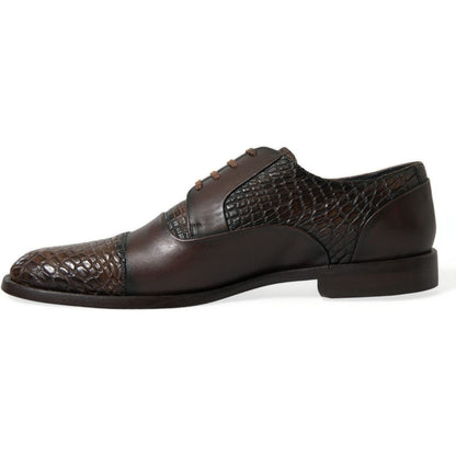 Dolce & Gabbana Brown Exotic Leather Lace Up Oxford Dress Shoes