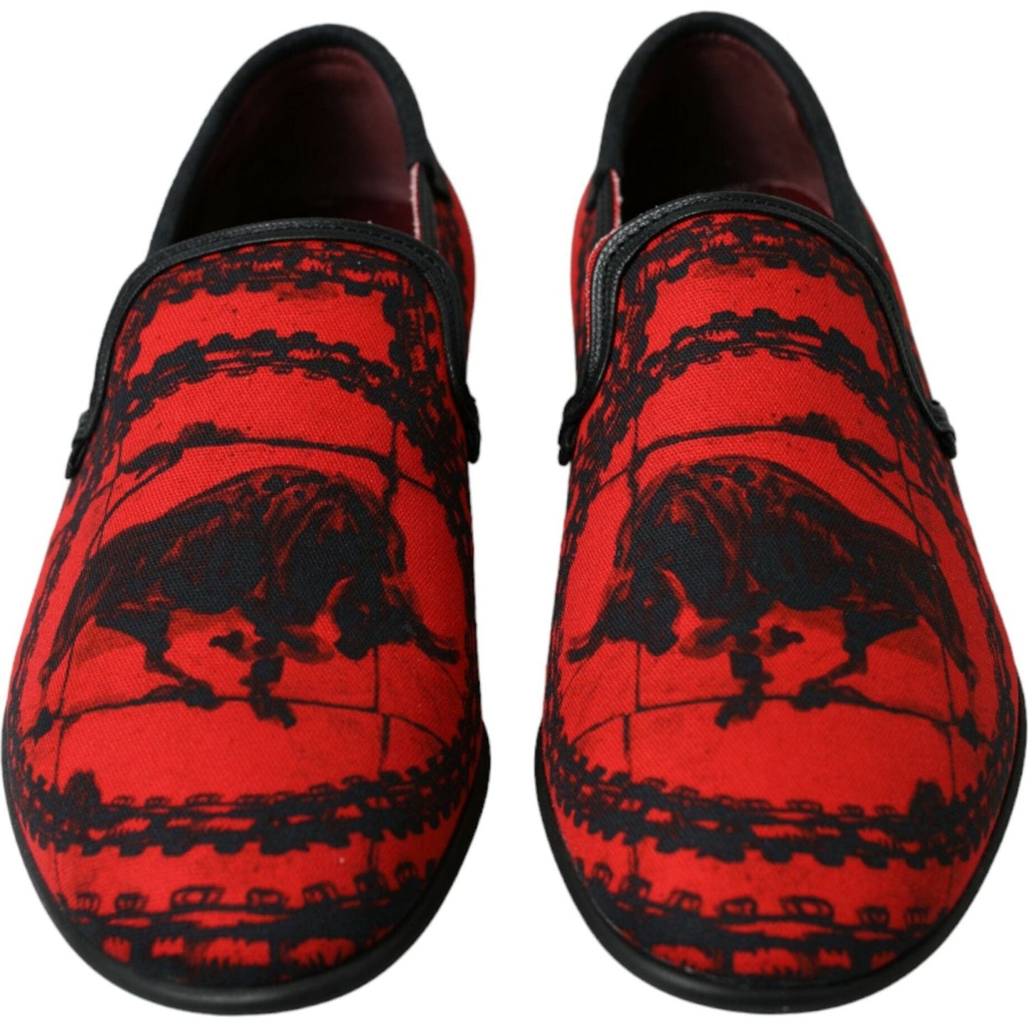 Dolce & Gabbana Red Black Torero Loafers Slippers Men Shoes
