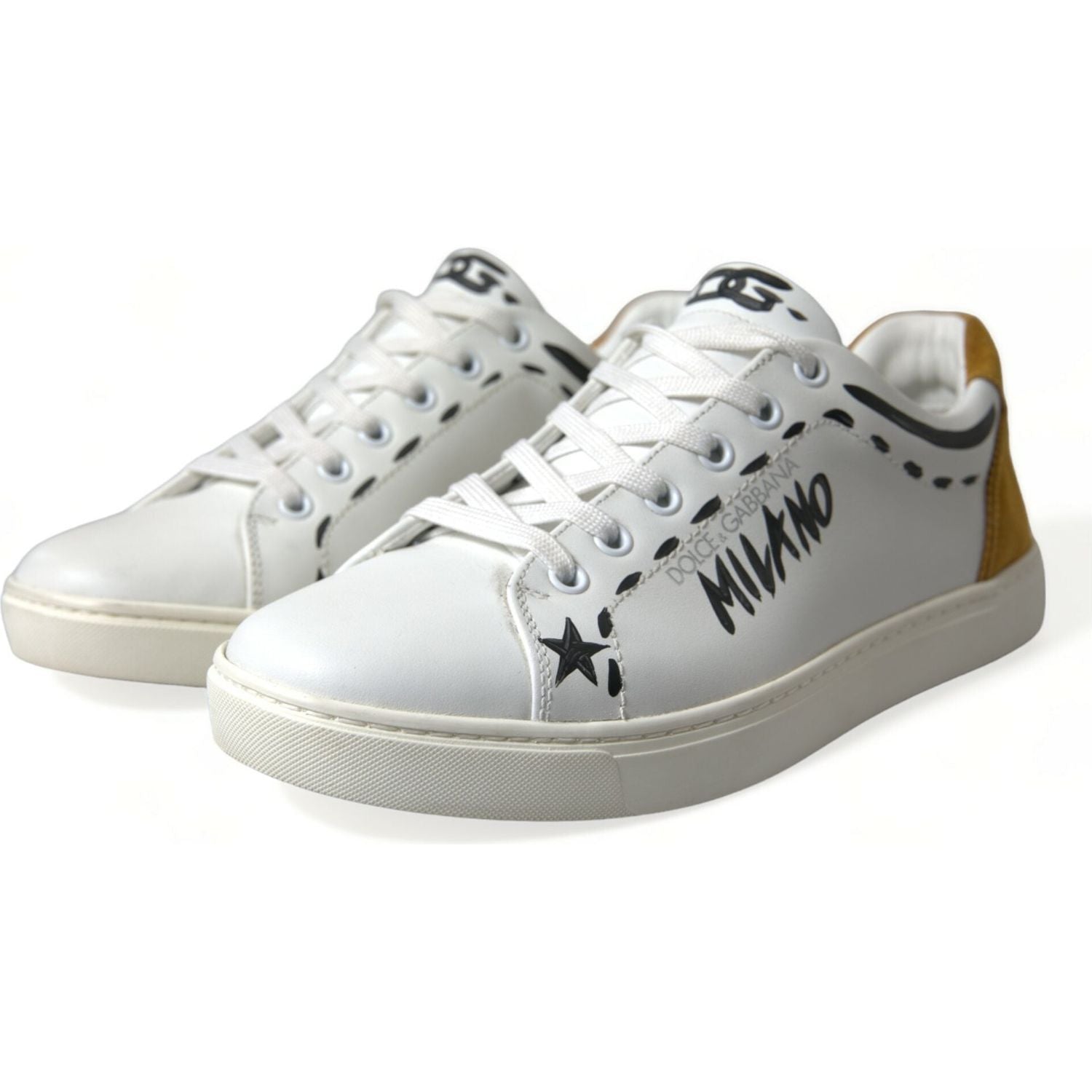 Dolce & Gabbana White Leather LOVE Milano Men Sneakers Shoes