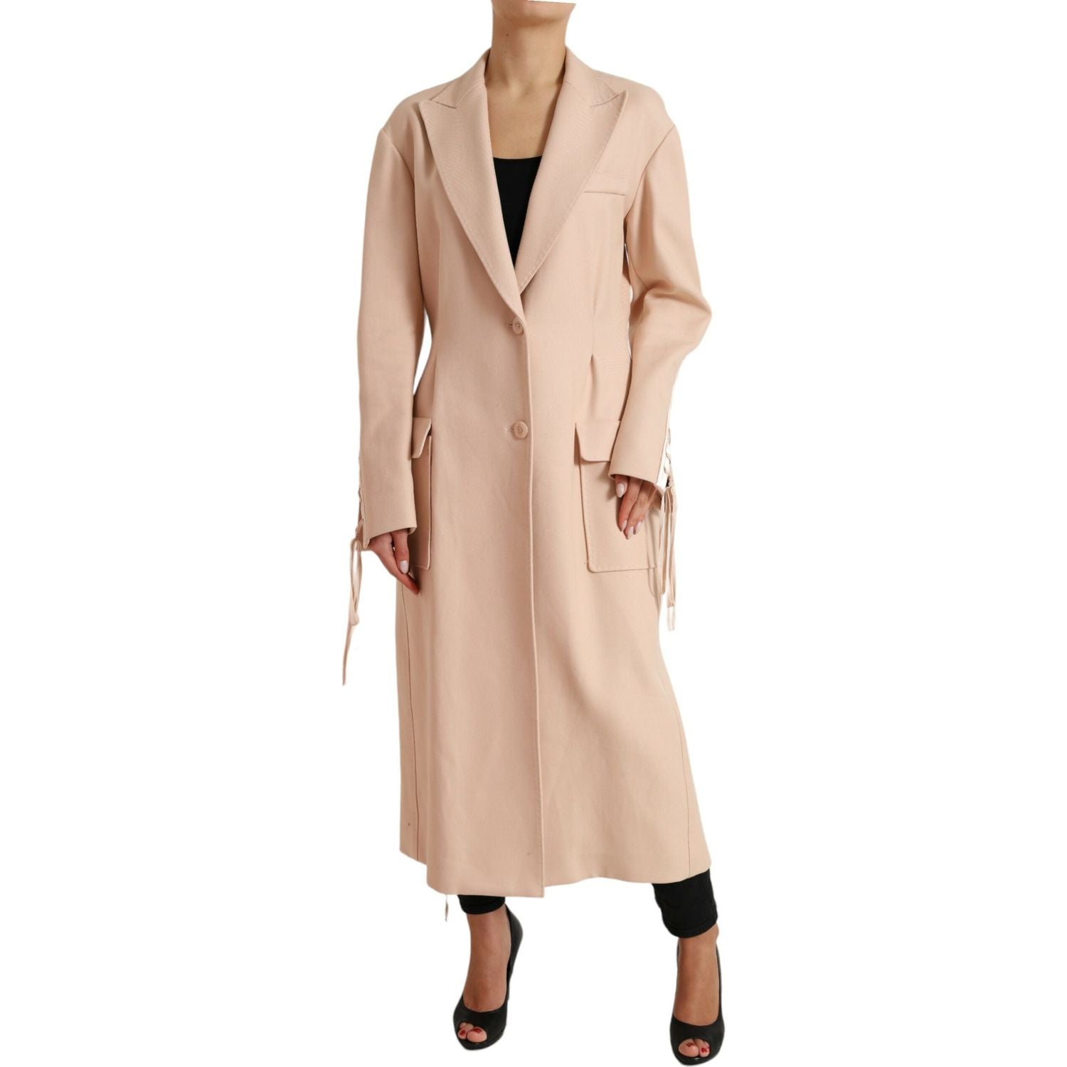 Dolce & Gabbana Beige Cotton Single Breasted Long Coat Jacket