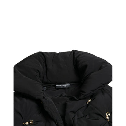 Dolce & Gabbana Black Embellished Quilted Shell Bomber Jacket
