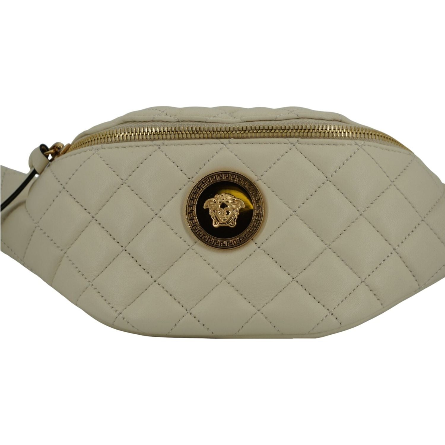 Versace Elegant White Lamb Leather Belt Bag