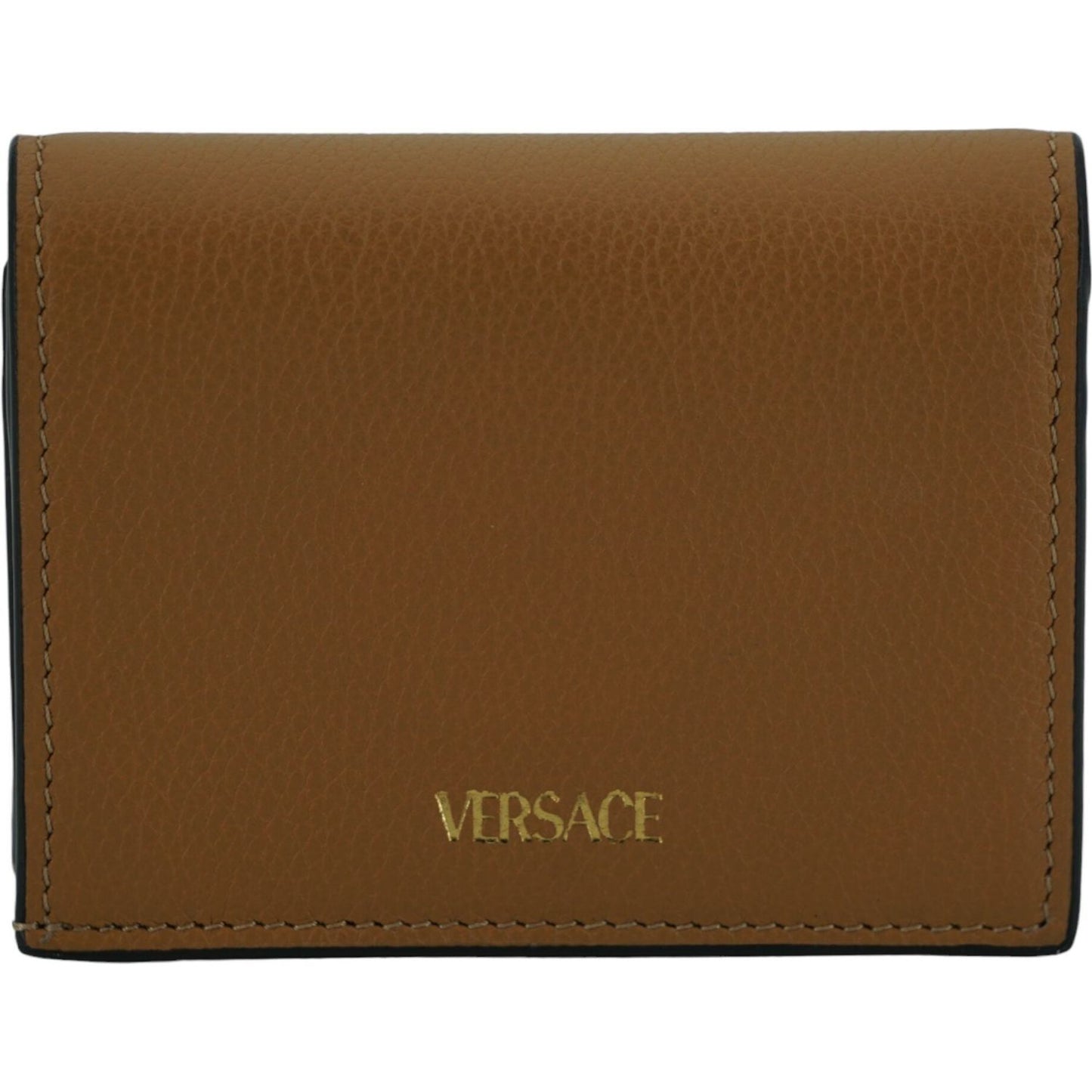 Versace Elegant Compact Leather Wallet in Brown