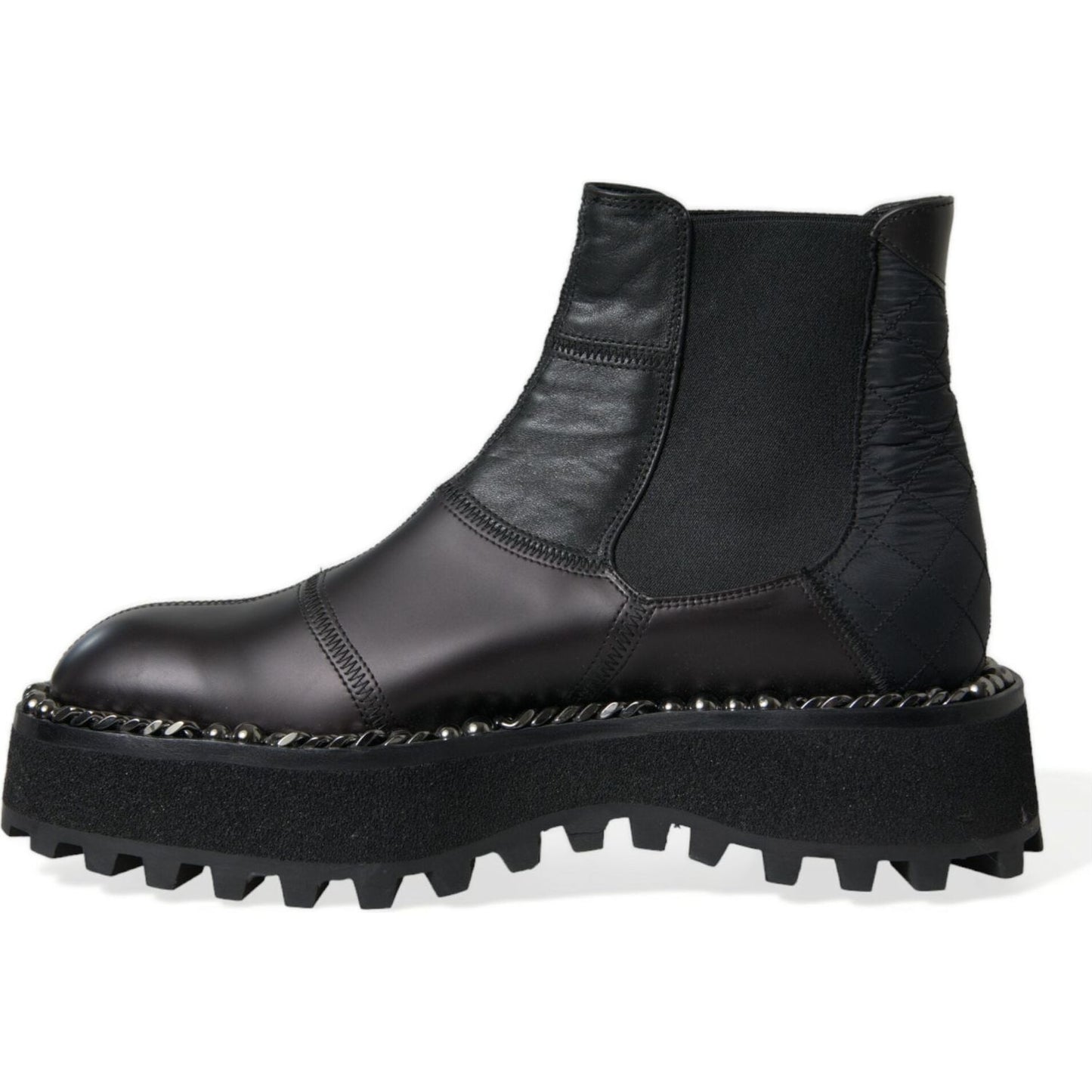 Dolce & Gabbana Black Leather Slip On Stretch Chelsea Boots Shoes