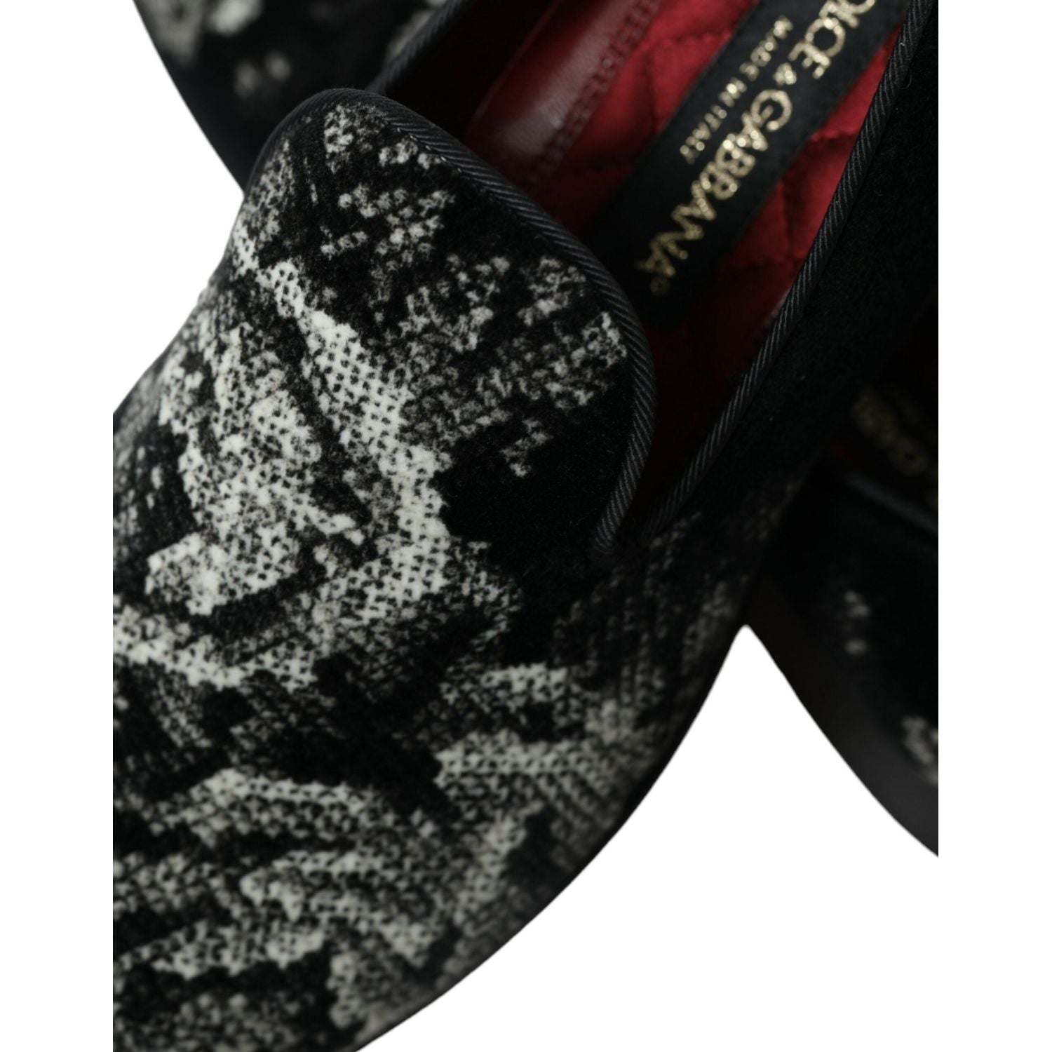 Dolce & Gabbana Black Floral Slippers Men Loafers Dress Shoes