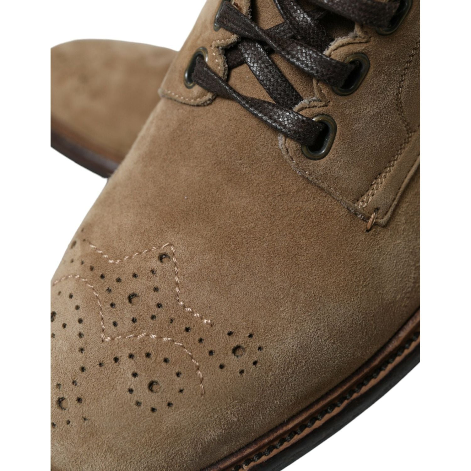 Dolce & Gabbana Brown Leather Lace Up Ankle Boots Shoes