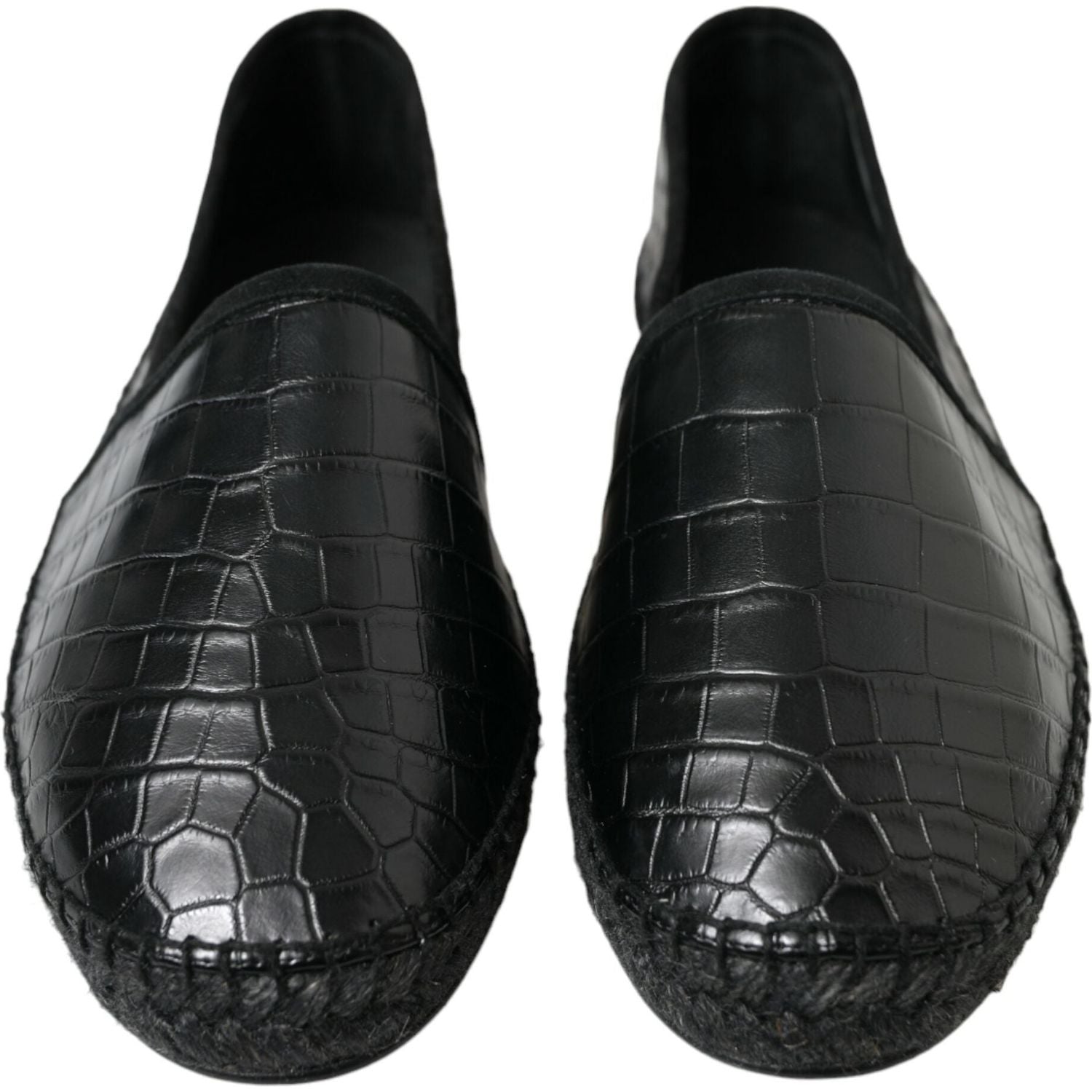 Dolce & Gabbana Black Exotic Leather Espadrilles Slip On Shoes