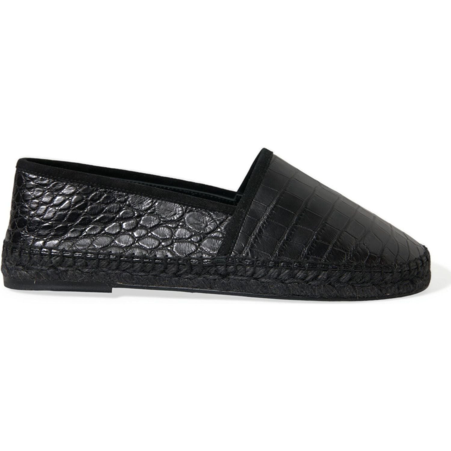 Dolce & Gabbana Black Exotic Leather Espadrilles Slip On Shoes