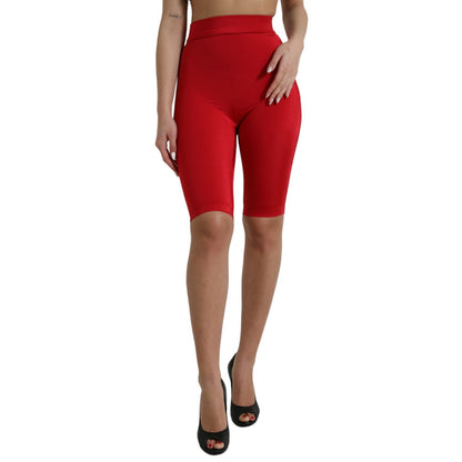 Dolce & Gabbana Red Stretch High Waist Cropped Leggings Pants