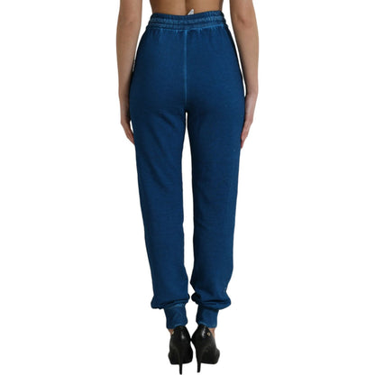 Dolce & Gabbana Blue Logo Cotton Jogger Sweatpants Pants